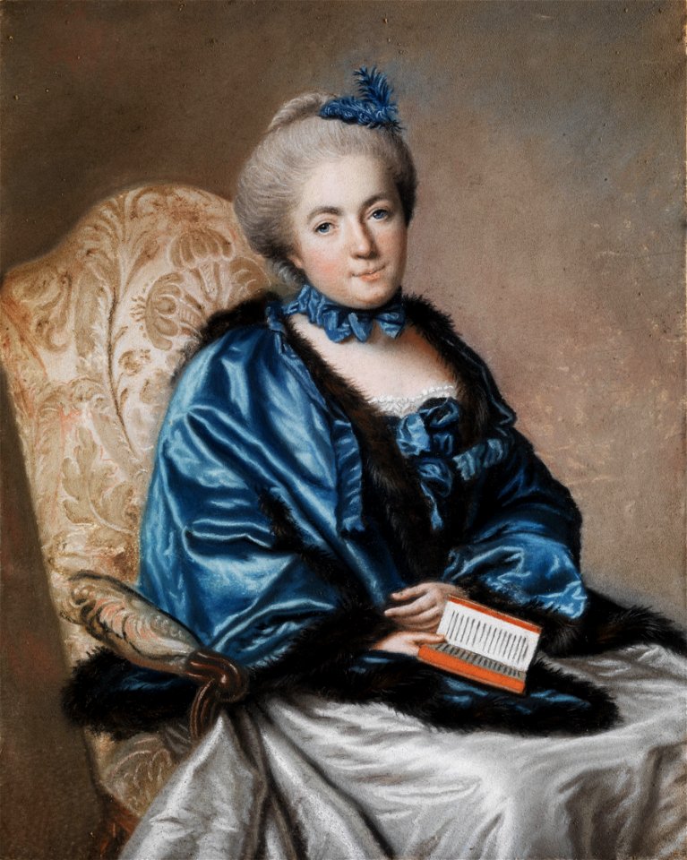 Portrait einer Dame mit Buch Frankreich c1770