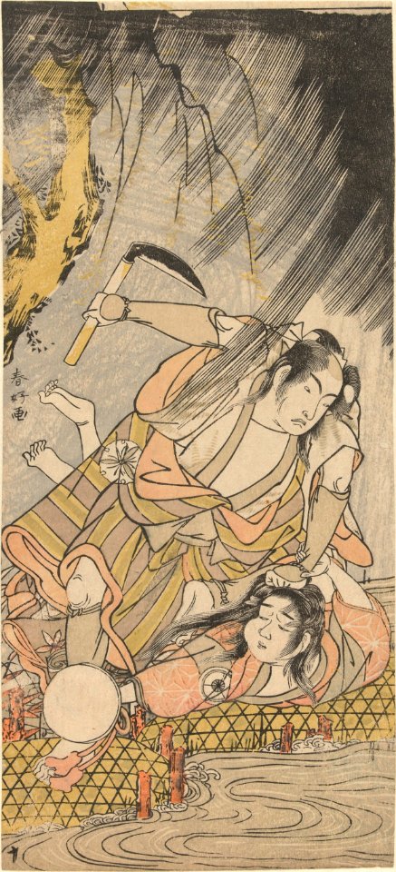 Acteurs Matsumoto Koshiro IV en Iwai Hanshiro IV als Yoemon en Kasane-Rijksmuseum RP-P-1956-708