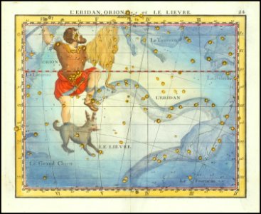 1776 - John Flamsteed - L'Eridan, Orion et Le Lievre (Eridanus Orion and Lepus). Free illustration for personal and commercial use.