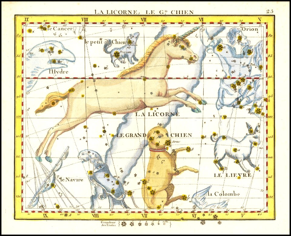 1776 - John Flamsteed - La Licorne, Le Gd. Chien (Monoceros & Canis Major)
