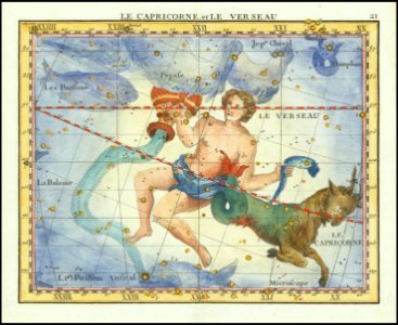 1776 - John Flamsteed - Le Capricorne, et Le Verseau (Capricorn & Aquarius). Free illustration for personal and commercial use.
