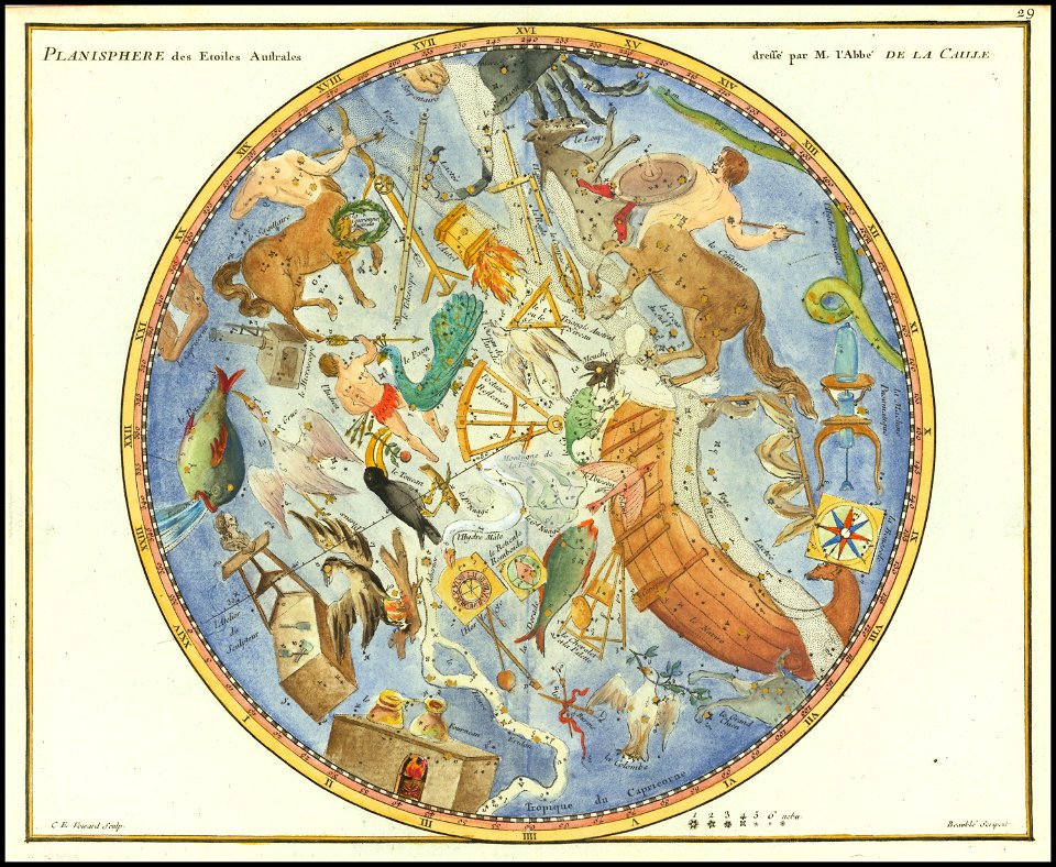 1776 - John Flamsteed - Planisphere des Etoiles Australes