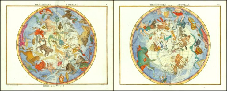 1776 - John Flamsteed - Hemisphere Austral et Hemisphere Boreal