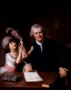 Christopher Anstey with his daughter by William Hoare. Free illustration for personal and commercial use.