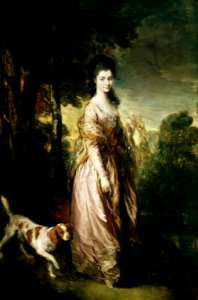 Mrs. Lowndes-Stone, c. 1775, by Thomas Gainsborough, full length. Free illustration for personal and commercial use.