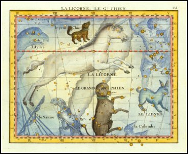 1776 - John Flamsteed - La Licorne, Le Grand Chien (Monoceros & Canis Major). Free illustration for personal and commercial use.
