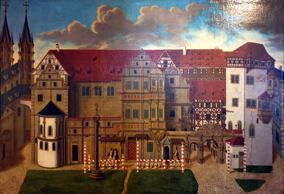 1775 Kauffmann Die Alte Hofburg vor dem Abbruch der Hohen Warte und der Andreaskapelle Historisches Museum Bamberg anagoria