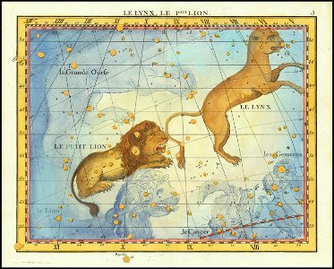 1776 star chart of the constellation Leo, from Fortin's Atlas Celeste de Flamsteed