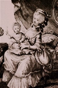 Dupin Le Jeune (d'après Leclerc) - Madame Royale, fille unique du Roi, sur les genoux de sa gouvernante, la Princesse de Guéménée