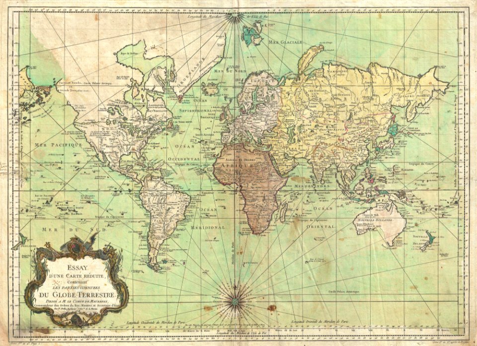 1778 Bellin Nautical Chart or Map of the World - Geographicus - World-bellin-1778