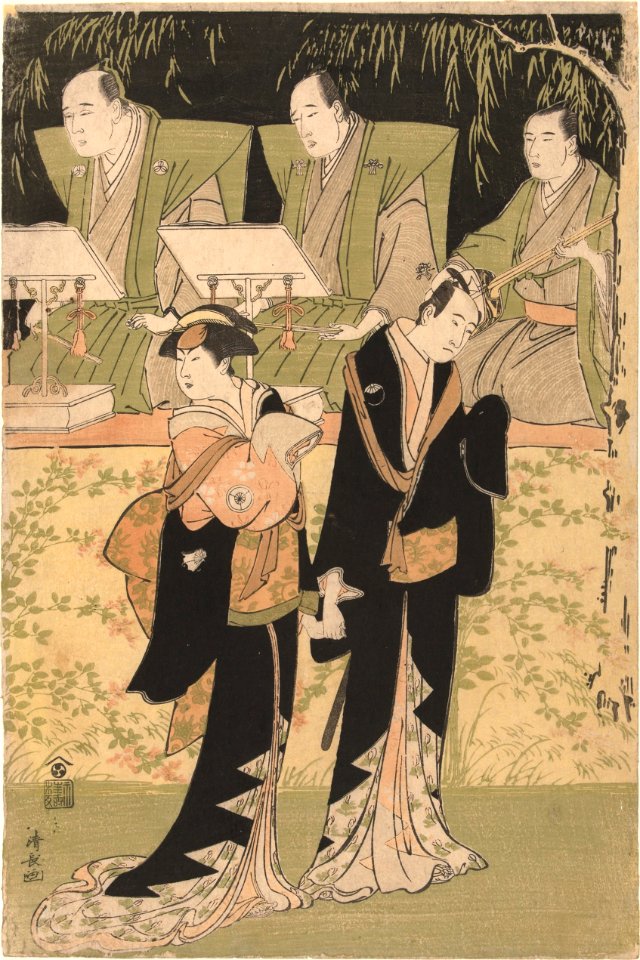 Acteurs Sawamura Sojuro III en Iwai Hanshiro IV als Jihei en Koharu-Rijksmuseum RP-P-1980-1