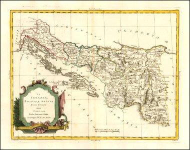 1782 map - La Croazia, Bosnia, e Servia di nuova Projezione. Free illustration for personal and commercial use.