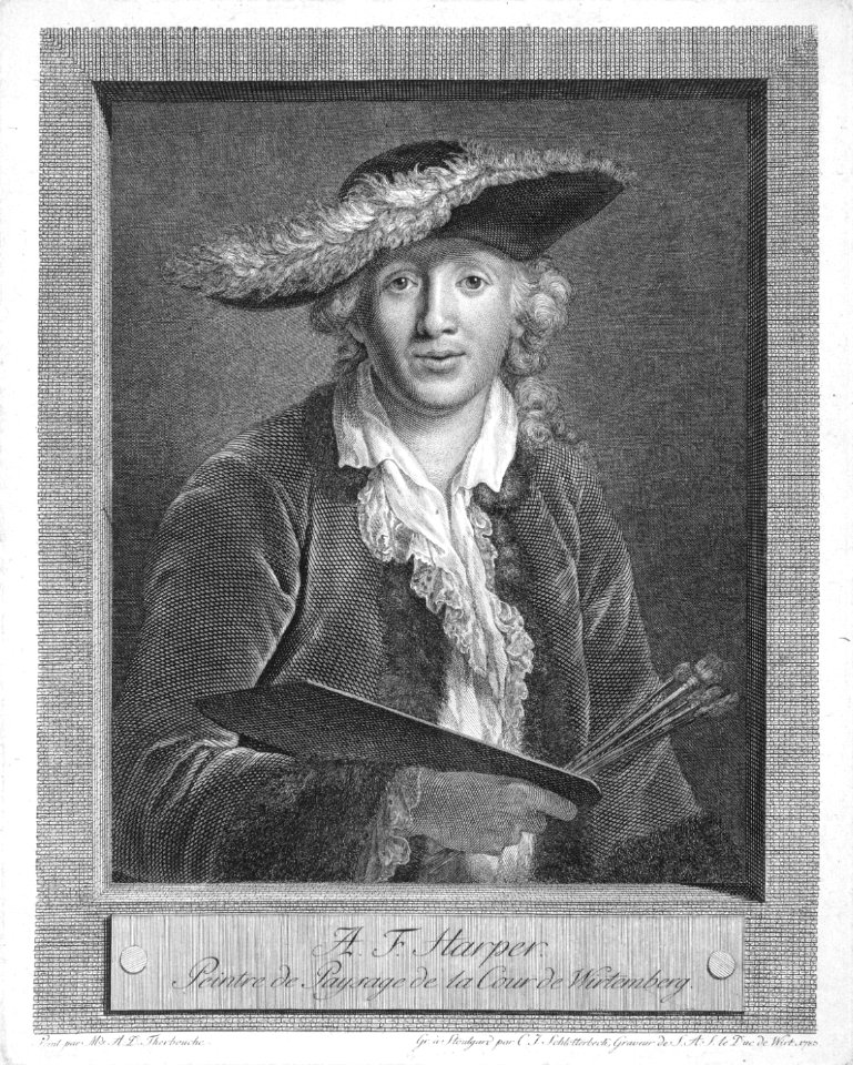Adolf Friedrich Harper (1725 - 1806), German Landscape Painter at the Court of Würtemburg, by Christian Jakob Schlotterbeck (1757 - 1811)