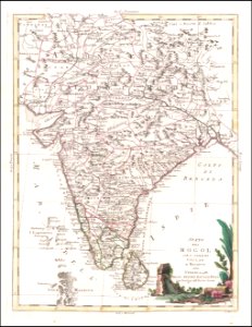1785 map of India and Sri Lanka by Antonio Zatta