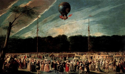 Antonio Carnicero Y Mancio - Ascent of the Monsieur Bouclé's Montgolfier Balloon in the Gardens of Aranjuez - WGA04273