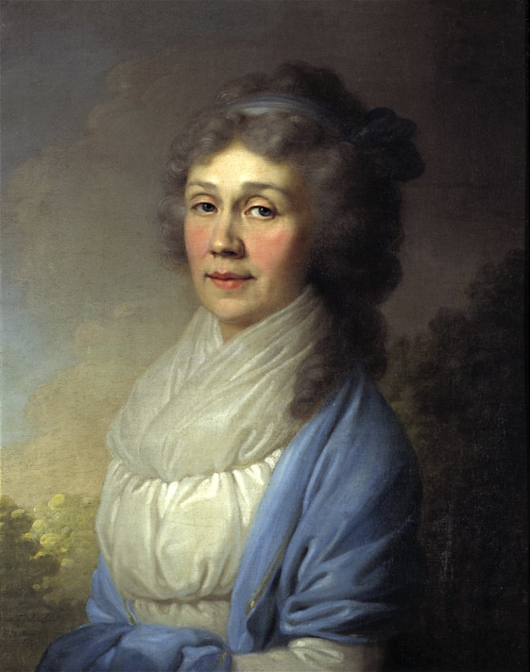 Unknown in blue shawl by Borovikovsky