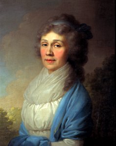 Unknown in blue shawl by Borovikovsky