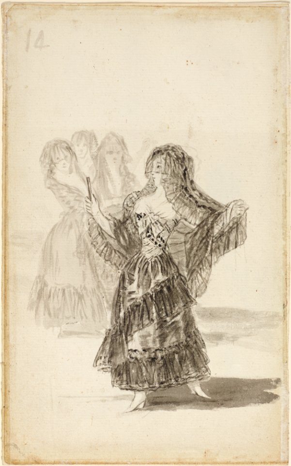 Francisco José de Goya y Lucientes - Two Majas Embracing (recto); Maja Parading before Three others (verso) - Google Art Project