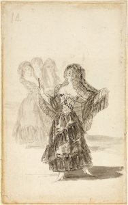 Francisco José de Goya y Lucientes - Two Majas Embracing (recto); Maja Parading before Three others (verso) - Google Art Project