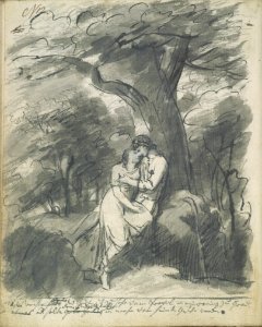 Jakob Gauermann - Young couple siting under a tree in an embrace