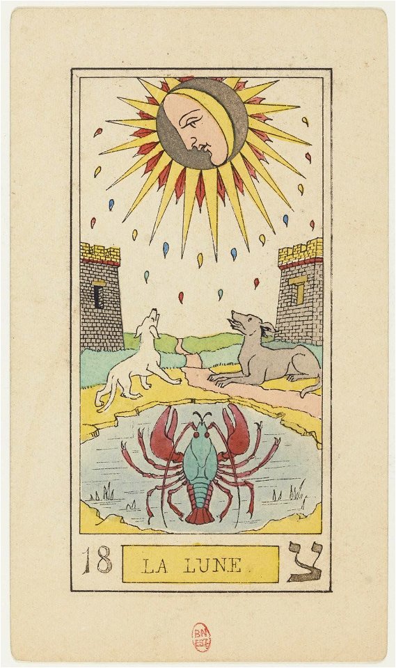 18 La Lune, Oswald Wirth Tarot Deck 1889 BnF