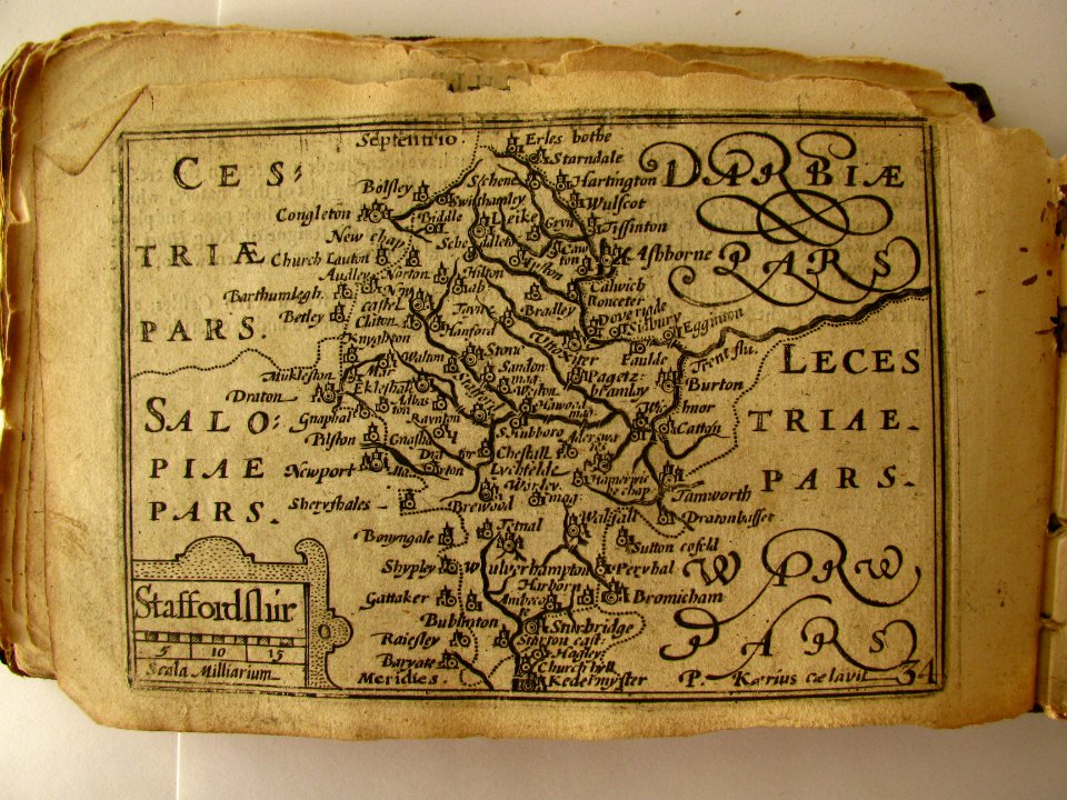 17th Century map of Staffordshire