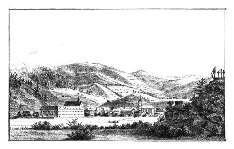 180 Mautern im Liesingthale, mit Ligurianerkloster - J.F.Kaiser Lithografirte Ansichten der Steiermark 1830