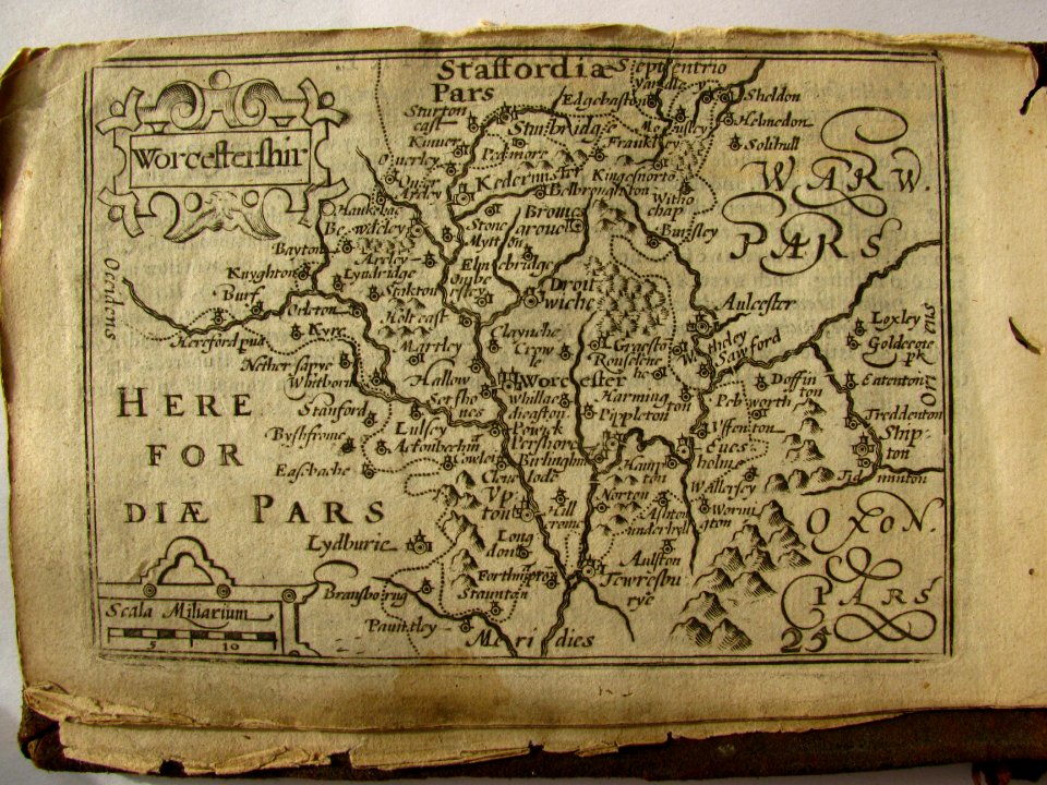 17th Century map of Worcestershire