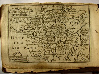 17th Century map of Worcestershire