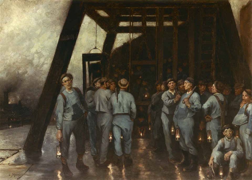 Constantin Meunier - Descent of the miners into the shaft