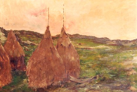 Constantin Meunier - Haystacks at dusk