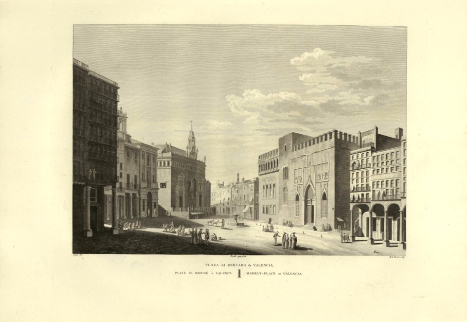 1806-1820, Voyage pittoresque et historique de l'Espagne, tomo I, Plaza del Mercado de Valencia