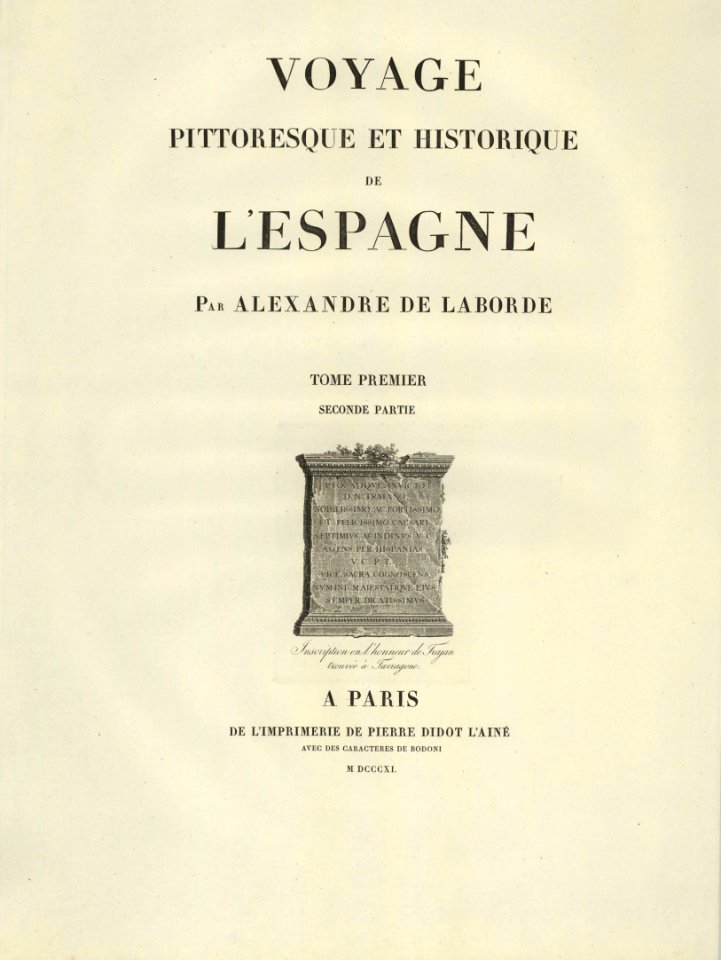 1806-1820, Voyage pittoresque et historique de l'Espagne, tomo I, segunda parte