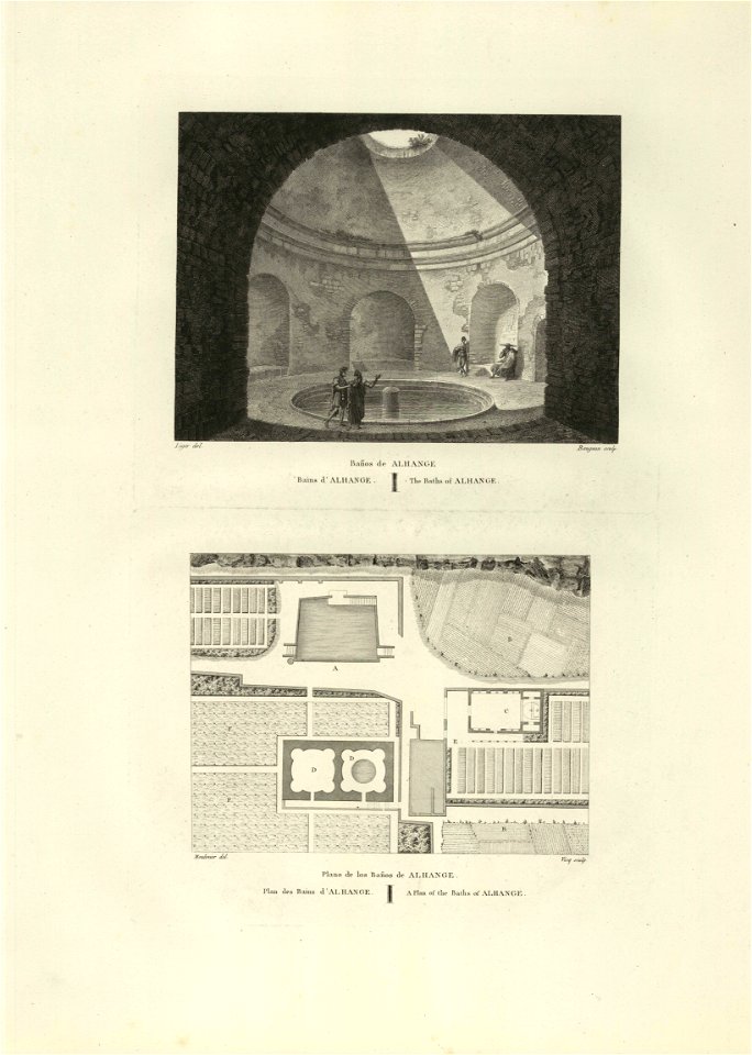 1806-1820, Voyage pittoresque et historique de l'Espagne, tomo I, Baños de Alhange, Plano de los baños de Alhange