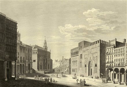 1806-1820, Voyage pittoresque et historique de l'Espagne, tomo I, Plaza del Mercado de Valencia (cropped)
