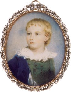 'Portrait of a Boy', watercolor on ivory portrait miniature by James Nixon, c. 1810-1820, Museum of Fine Arts, Houston. Free illustration for personal and commercial use.