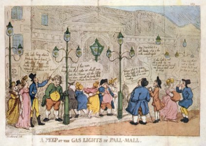 A Peep at the Gas Lights in Pall Mall Rowlandson 1809