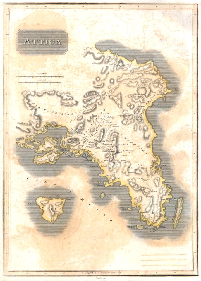 1815 Thomson Map of Attica (Anthens and Vicinity) Greece - Geographicus - Attica-t-1814