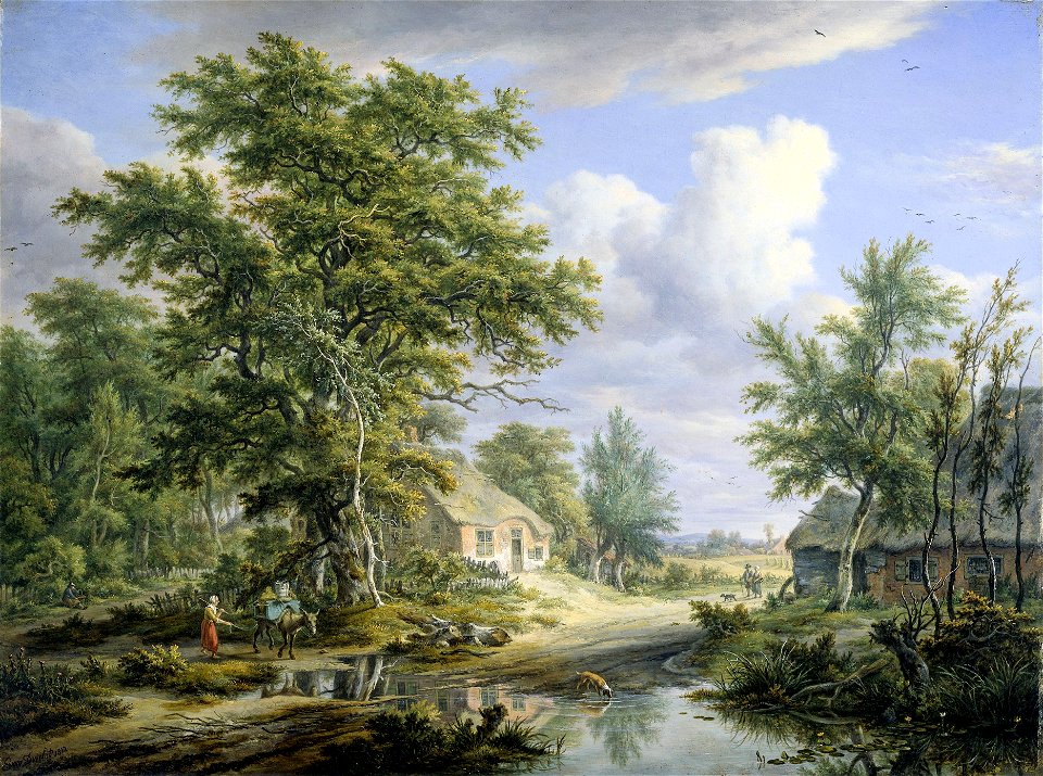 Boerderijen aan de rand van een bos Rijksmuseum SK-C-1606