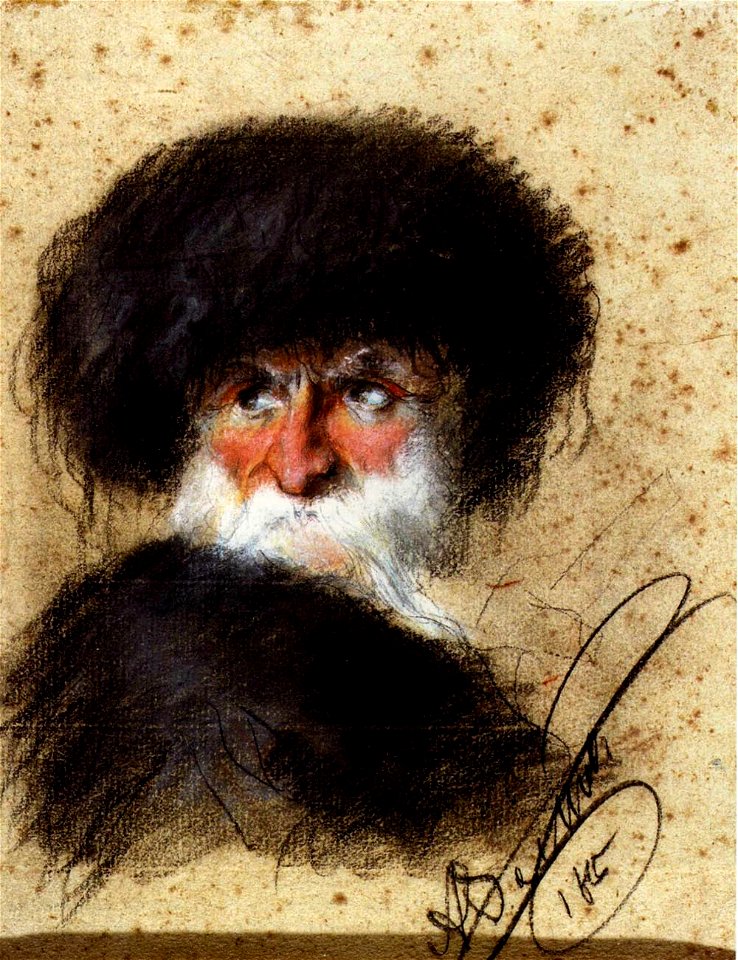 Orłowski Old man in a fur hat