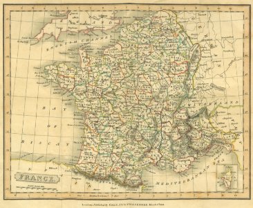 (1814) Map of FRANCE, published by Gale, Curtin & Fenner