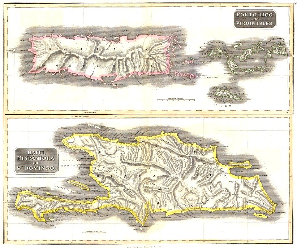 1815 Thomson Map of Porto Rico, Virgin Islands, Haiti, Dominican Republic - Geographicus - PortoRico-t-1815