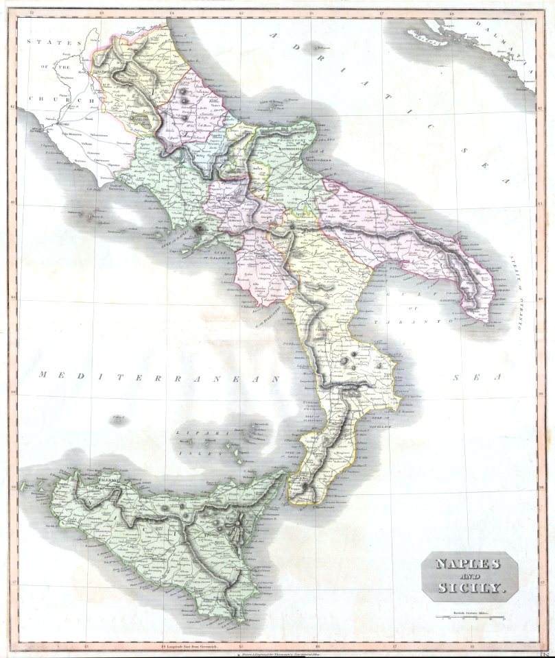 1814 Thomson Map of Southern Italy ( Naples ^ Sicily ) - Geographicus - NaplesSicily-t-1814