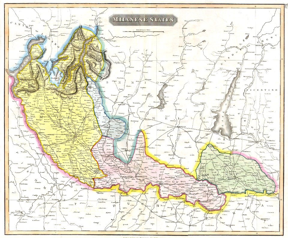 1815 Thomson Map of the Milanese States ( Milan, Mantua, Alto Po ), Italy - Geographicus - MilaneseStates-t-1815