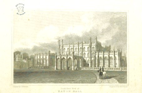 Neale(1818) p1.154 - Eaton Hall, South-East View