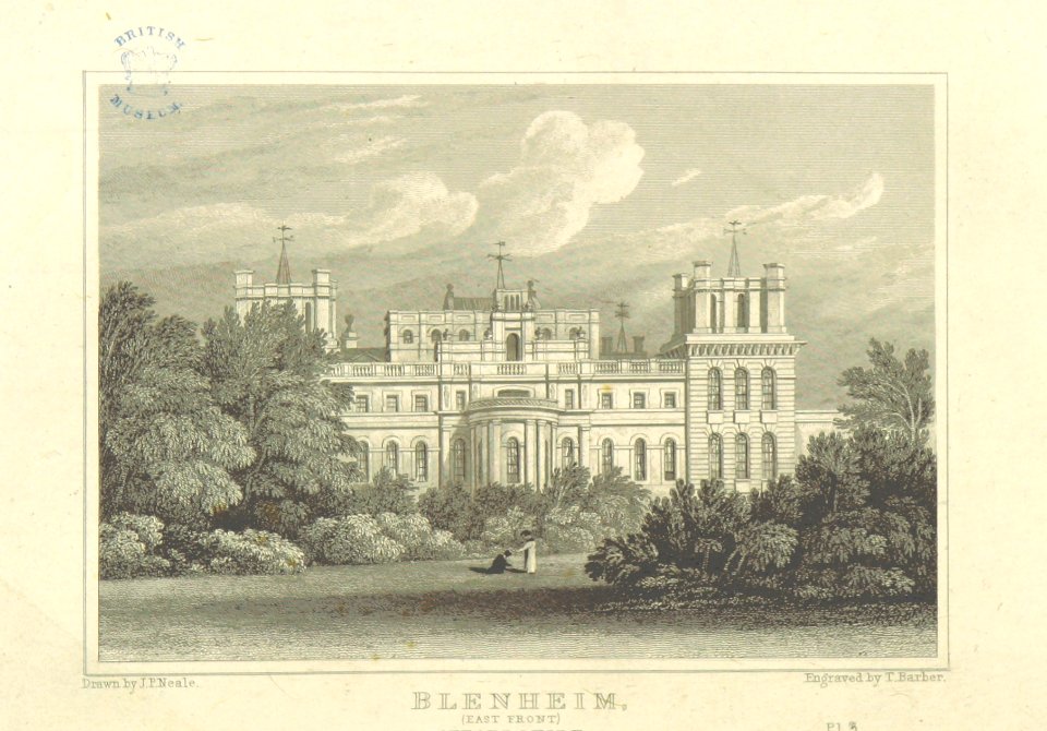 Neale(1818) p3.256 - Blenheim, Oxfordshire (East Front)