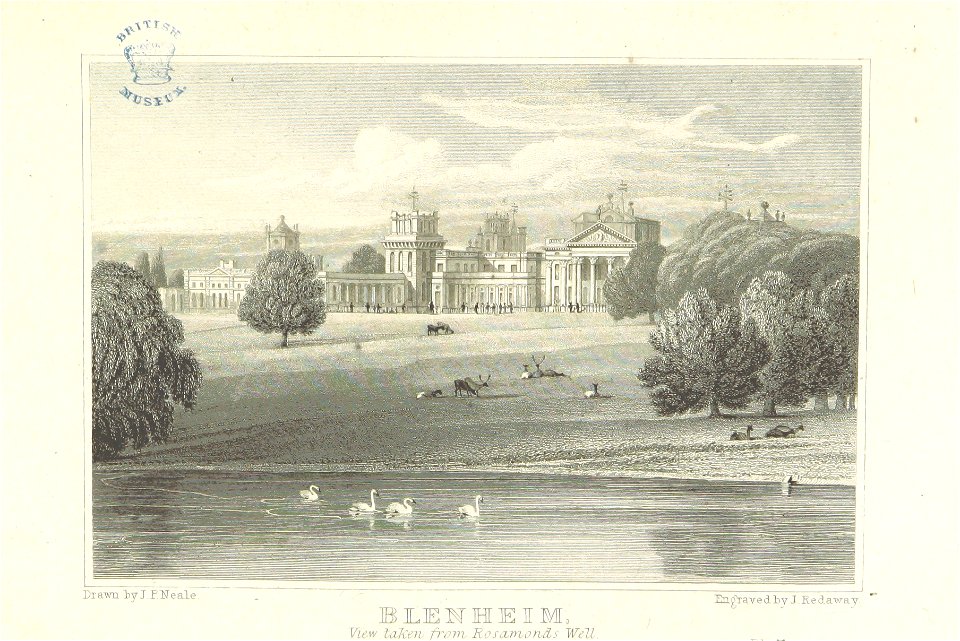 Neale(1818) p3.263 - Blenheim, view taken from Rosamond's Well