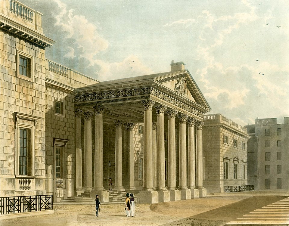 Carlton House, North Front, from Pyne's Royal Residences, 1819 - panteek pyn25-321 - cropped