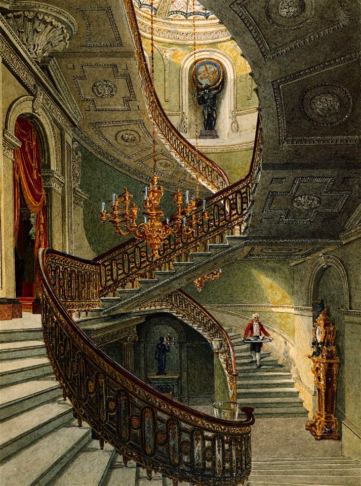 Carlton House, Grand Staircase, by Charles Wild, 1819 - royal coll 922173 257092 ORI 0