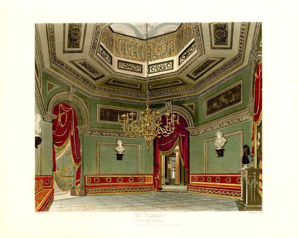 Vestibule, Carlton House, from Pyne's Royal Residences, 1819 - panteek pyn47-452